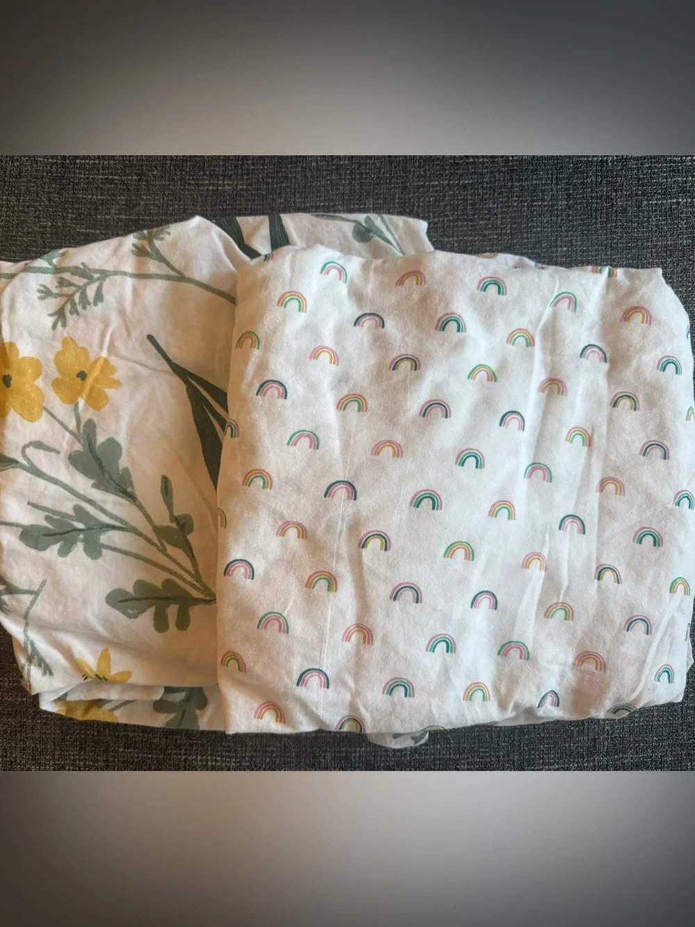 Floral & Rainbow Crib Sheet with Waterproof Mattress Protector